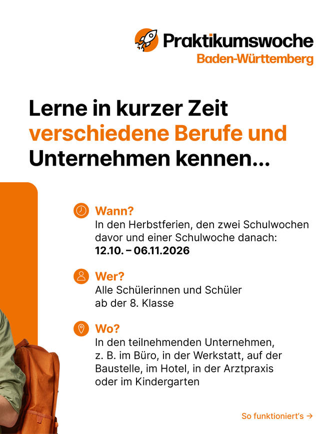 Das Bild zeigt die Werbung zu den Praktikumswochen